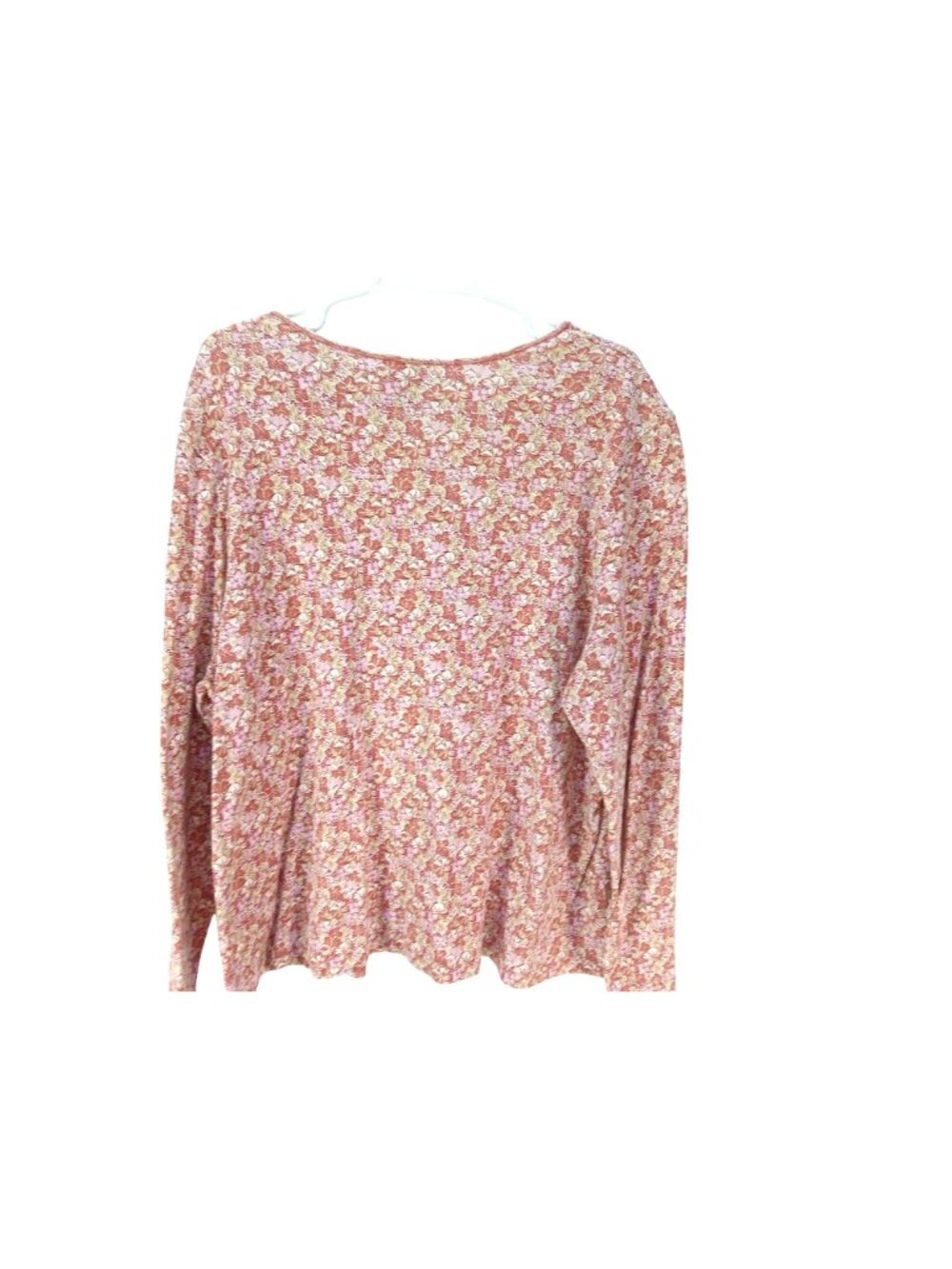 L.L. Bean Womens 3X Plus Floral Long Sleeve Tops 100% Cotton Pink Blue Scoop - Picture 7 of 10